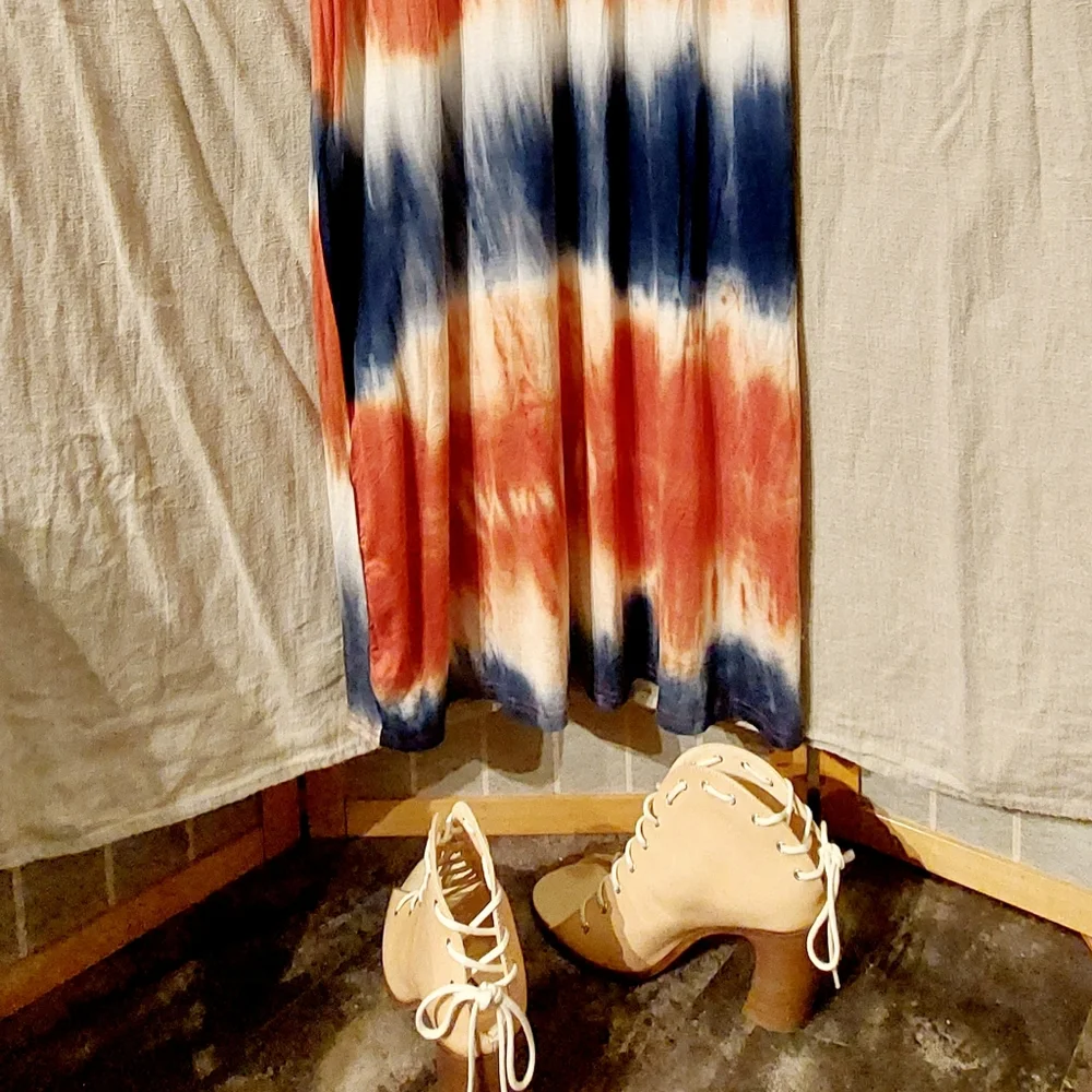 White Mark blue & orange tie-dyed maxi dress, sz XL, NWT - Picture 5 of 7
